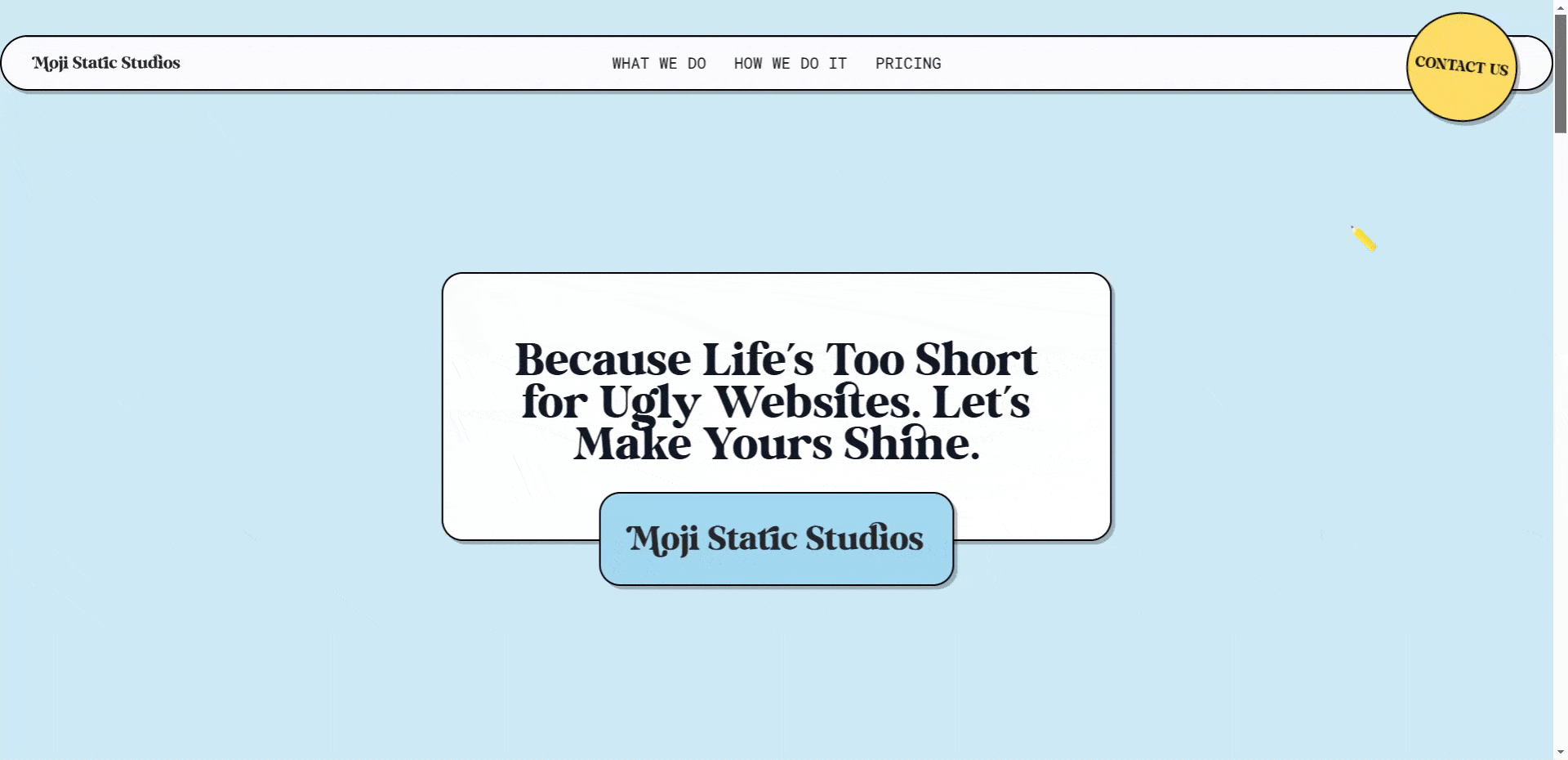 scrolling through the moji static studios website